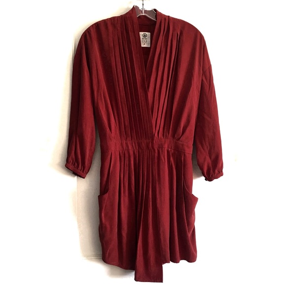 EVER - red asymmetric silk shirt dress - P - Picture 1 of 12